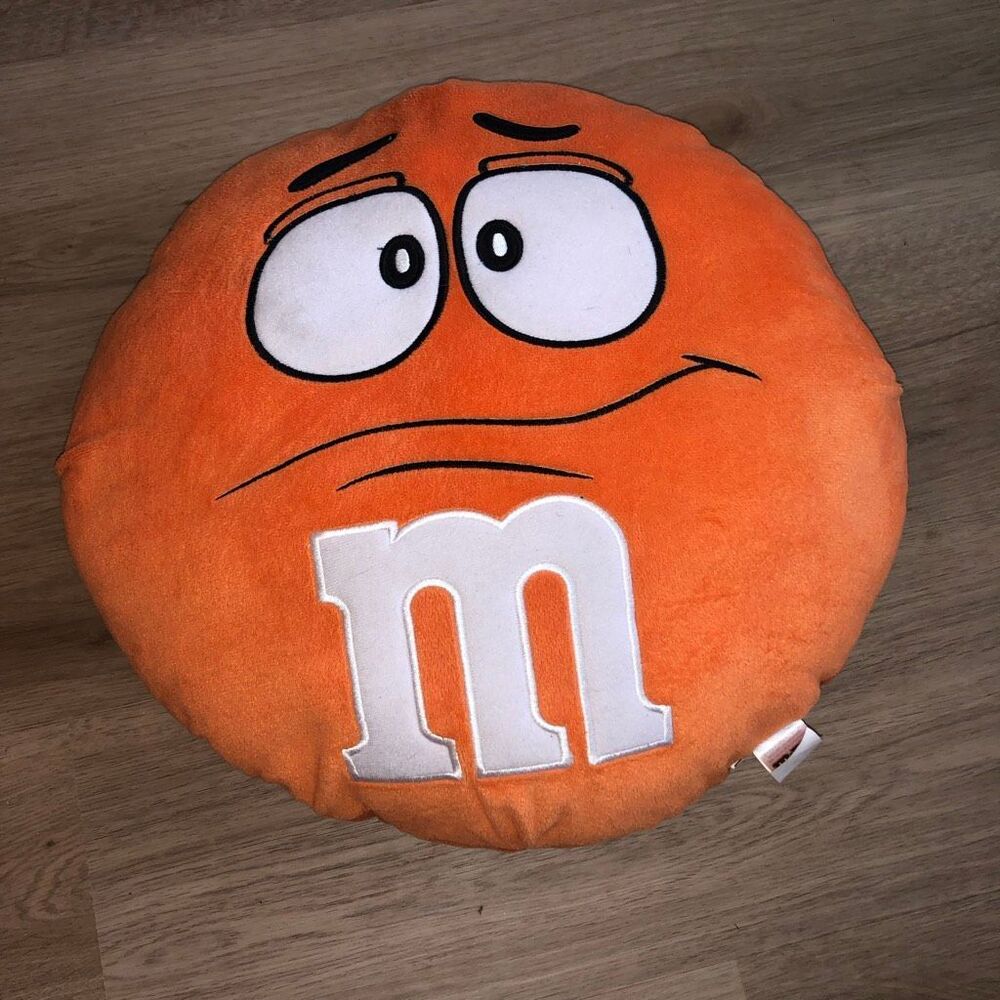 M&M’s Hersheys Chocolate World Plush Throw Pillow Vintage Orange 14”